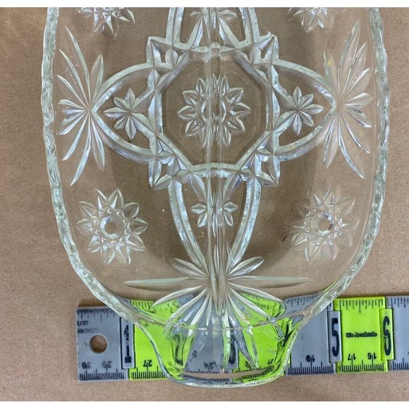 Anchor Hocking Divided Oval Relish/ Nut Dish Cut Glass Star of David EAPC - Picture 8 of 9